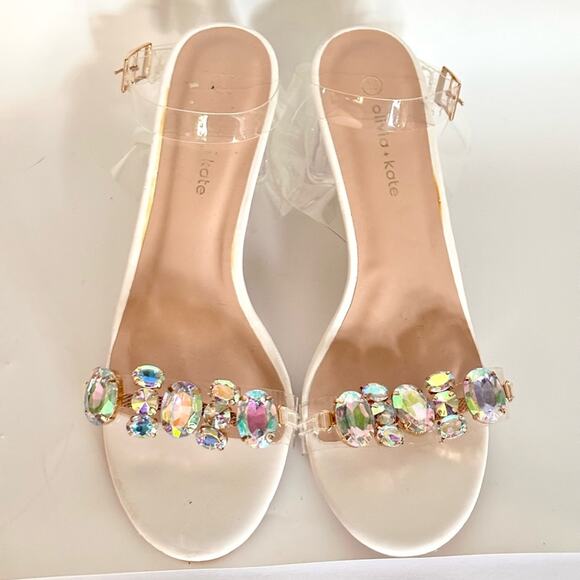 New Olivia & Kate Bling All About It Clear Block Heel Sandals - Picture 4 of 8